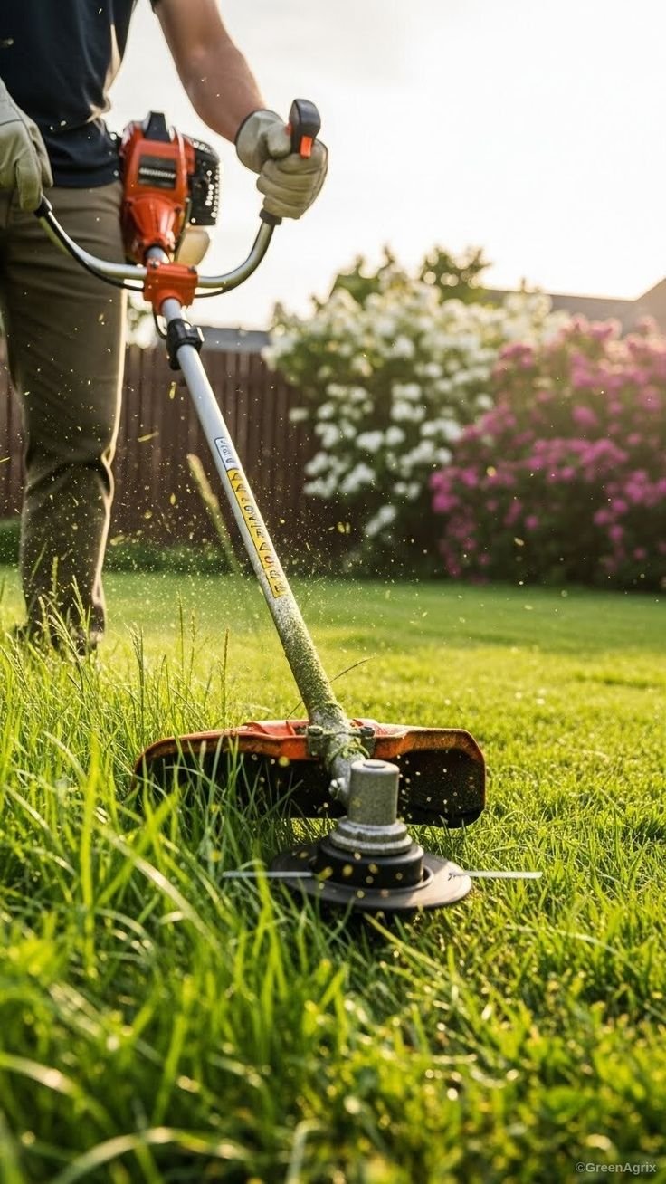 Freshly mowed residential lawn